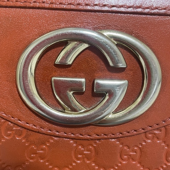 Gucci Orange/Brown Leather Wallet with SilverLogo - Picture 2 of 12
